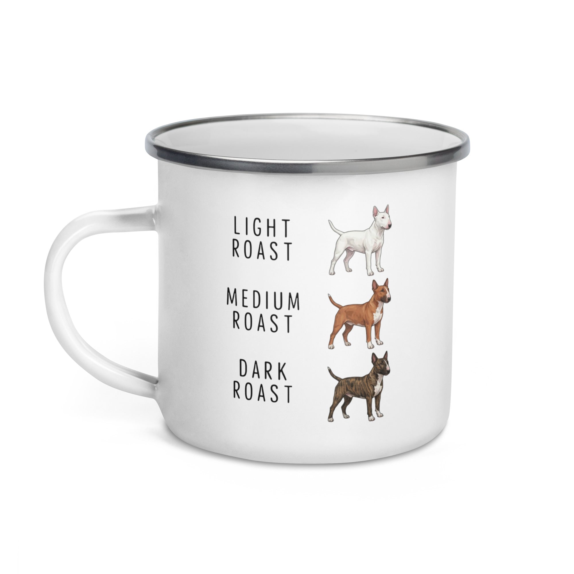Bull Terrier Coffee Roast Enamel Mug .