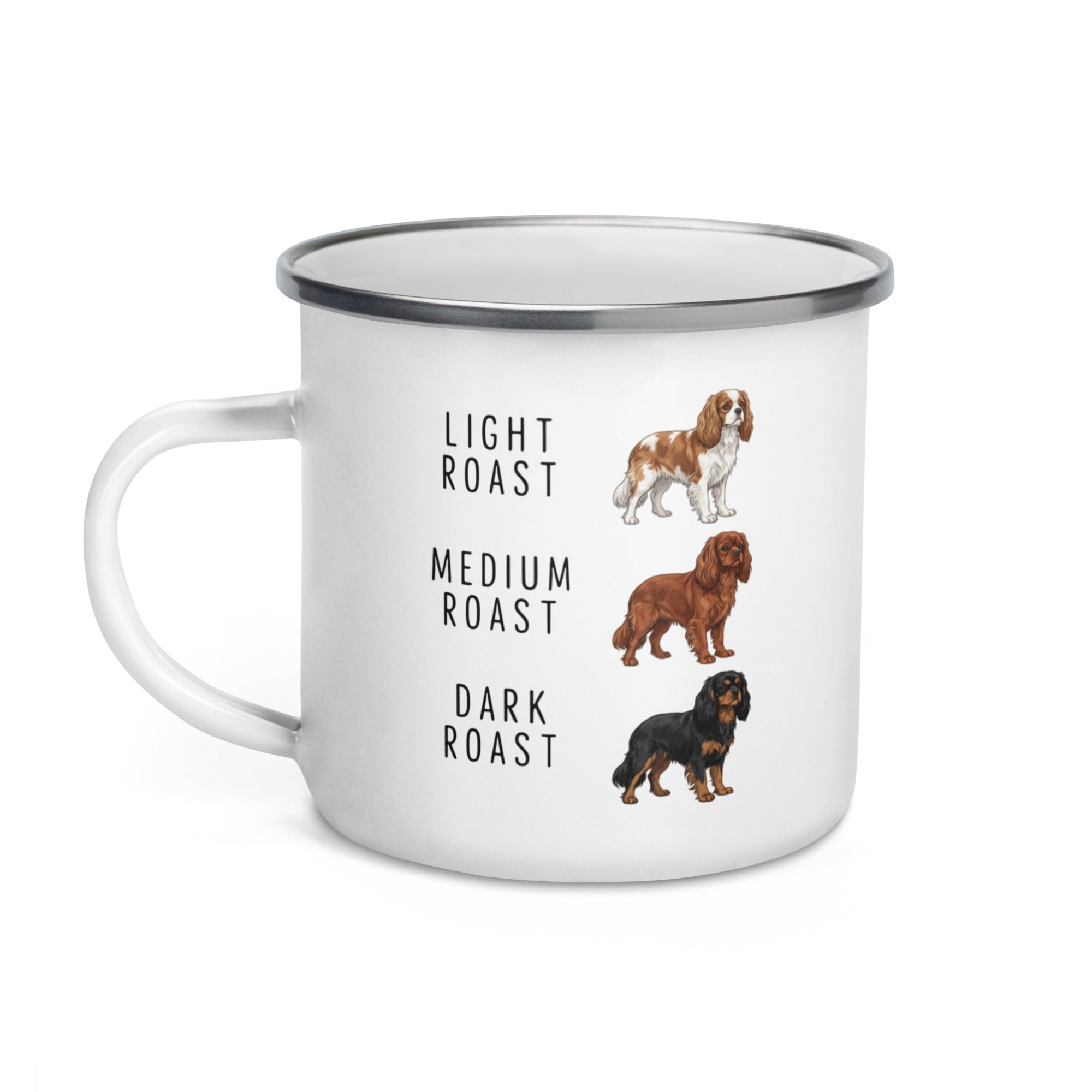 Cavalier King Charles Spaniel Coffee Roast Enamel Mug .