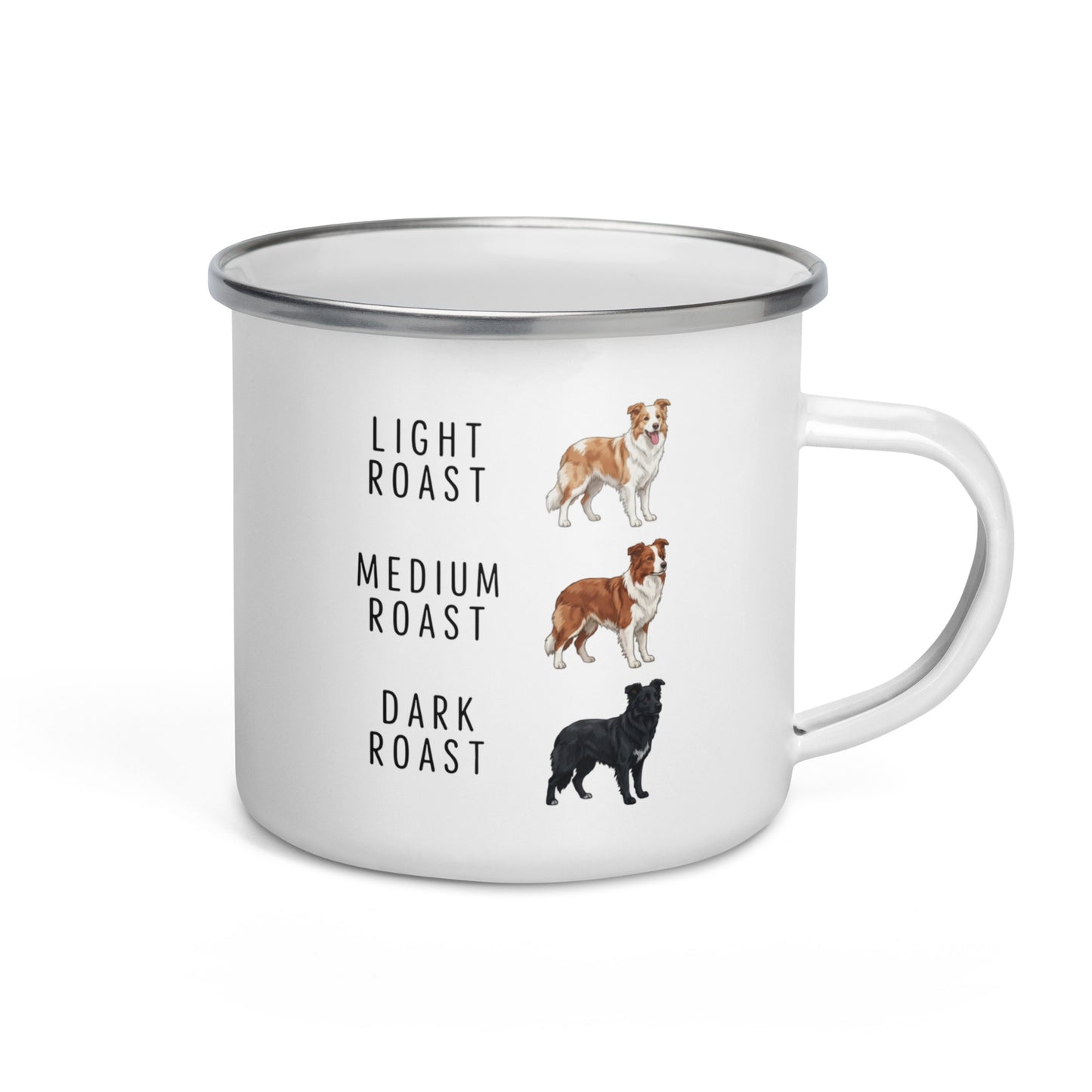 Border Collie Coffee Roast Enamel Mug . Default Title