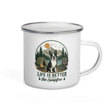 Life Is Better Around the Campfire Boston Terrier Mug, Camping Dog Lover Enamel Mug . Default Title