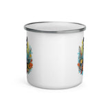 Boston Terrier Surrounded By Flowers Enamel Mug