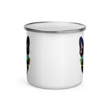 Boston Terrier Dog With Sunglasses In The Forest Enamel Camping Mug