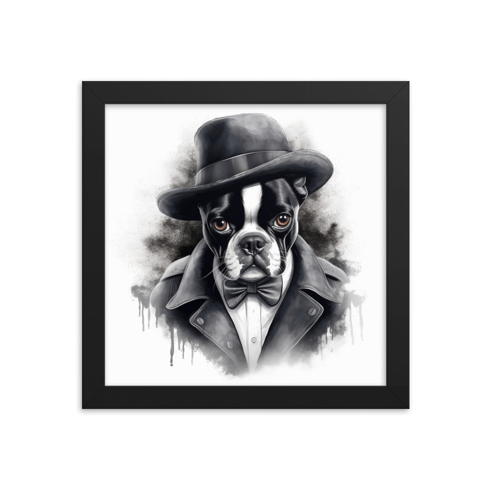 Boston Terrier Gentleman on Framed Poster