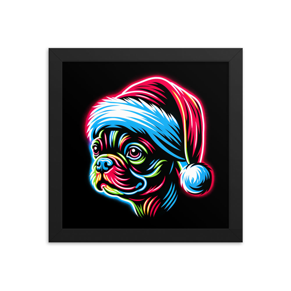 Bright Boston Holiday - Santa Pup Style Framed Poster