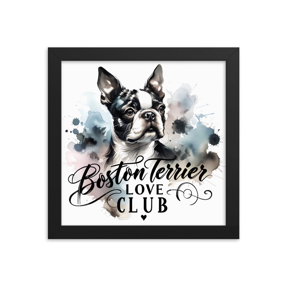 Elegant Watercolor Boston Terrier Art Framed Poster - Boston Terrier Love Club