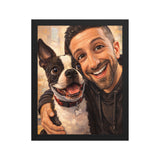 Custom Caricature Dog And Owner Portrait Framed Poster . Black 11″×14″