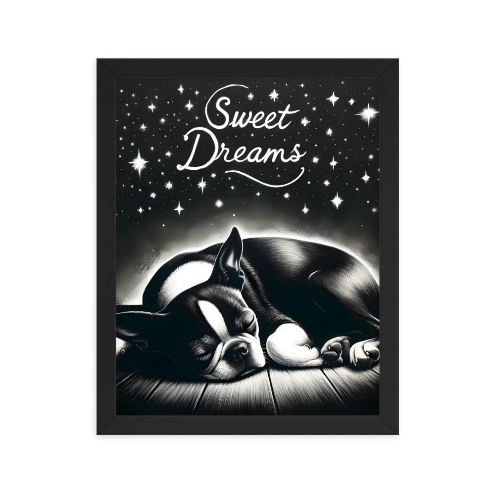 Sweet Dreams Boston Terrier Pup Framed Poster