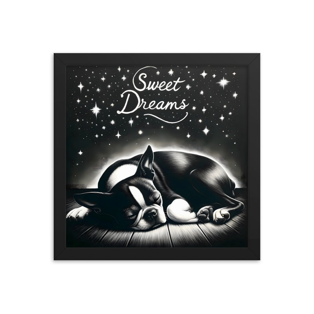 Sweet Dreams Boston Terrier Pup Framed Poster