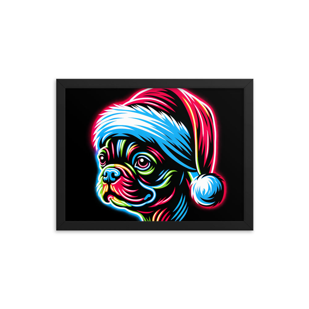 Bright Boston Holiday - Santa Pup Style Framed Poster