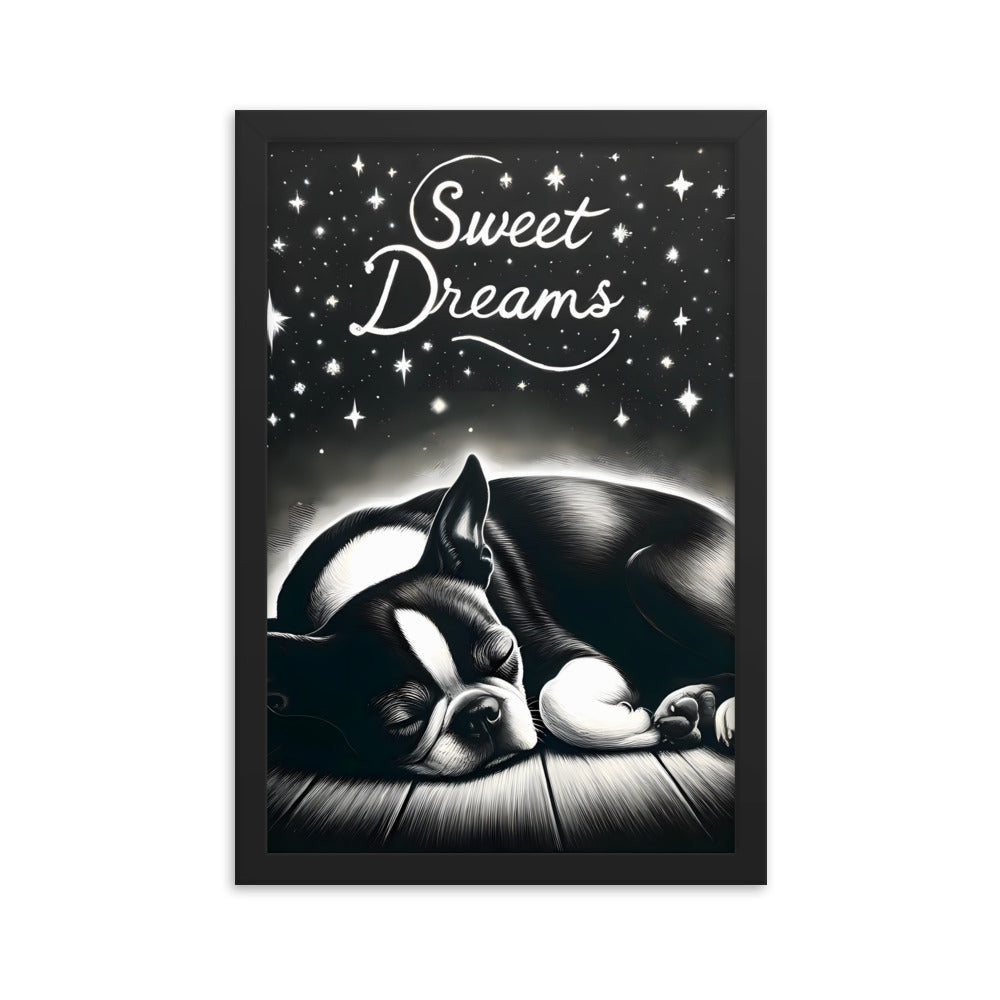 Sweet Dreams Boston Terrier Pup Framed Poster