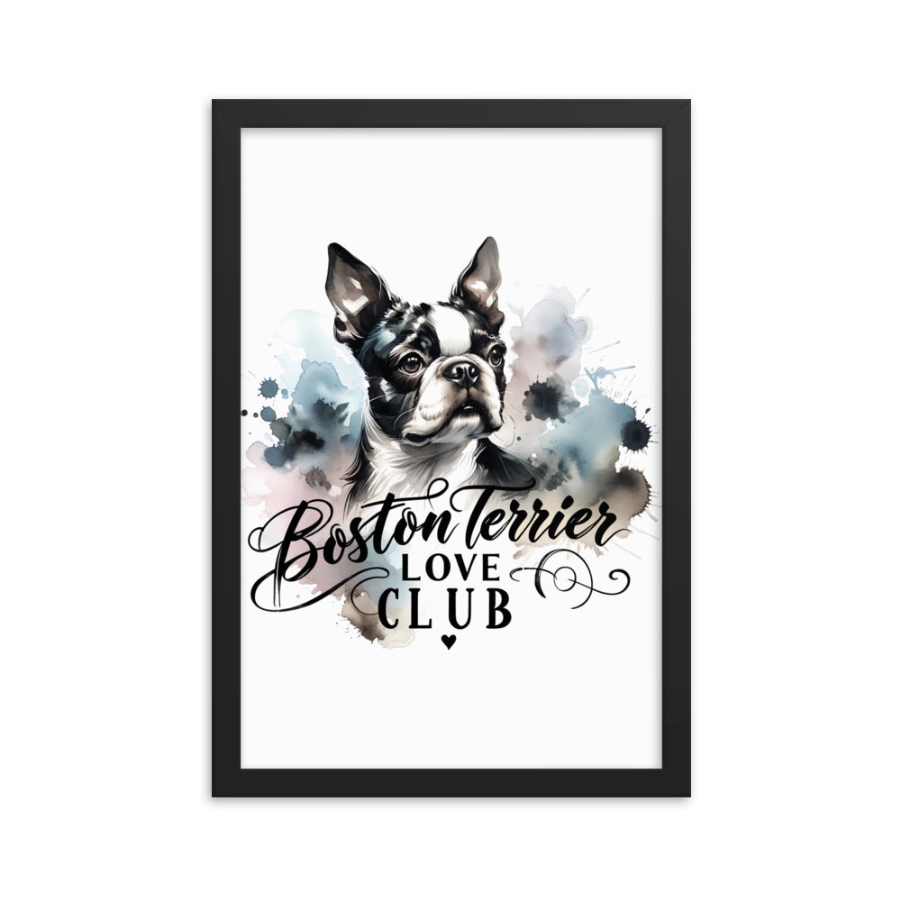 Elegant Watercolor Boston Terrier Art Framed Poster - Boston Terrier Love Club