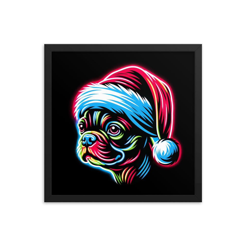 Bright Boston Holiday - Santa Pup Style Framed Poster