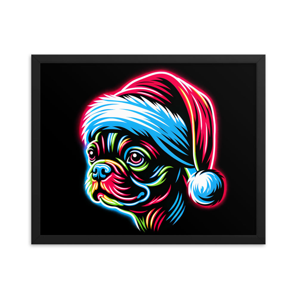 Bright Boston Holiday - Santa Pup Style Framed Poster