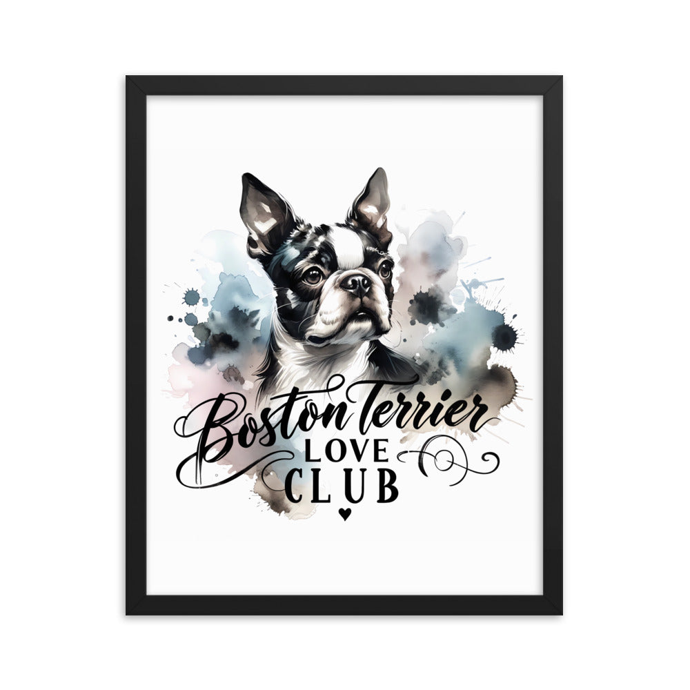 Elegant Watercolor Boston Terrier Art Framed Poster - Boston Terrier Love Club