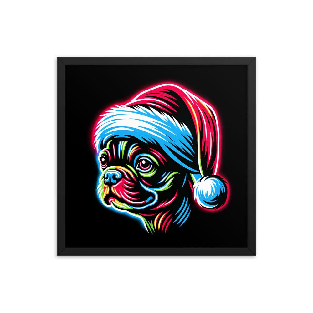 Bright Boston Holiday - Santa Pup Style Framed Poster