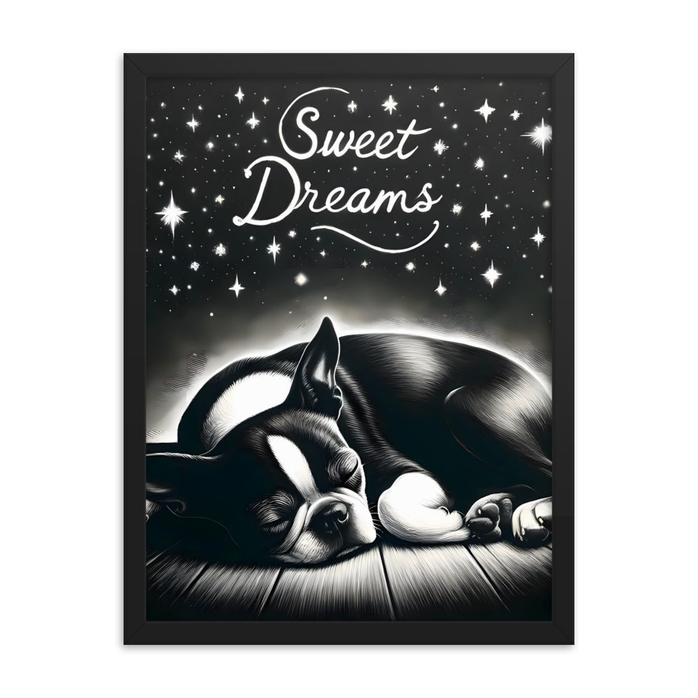 Sweet Dreams Boston Terrier Pup Framed Poster