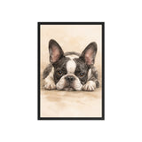 Watercolor Boston Terrier Dog Art Print Framed Poster . Black 20″×30″