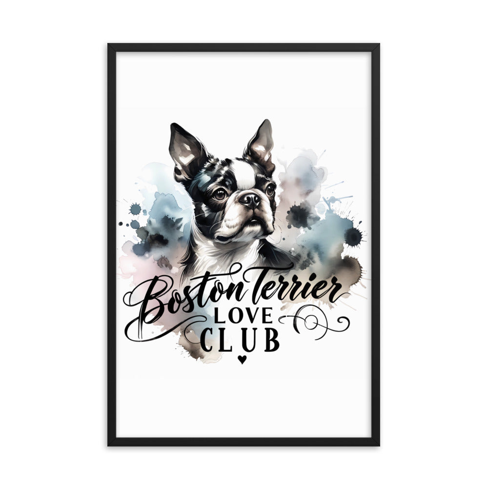 Elegant Watercolor Boston Terrier Art Framed Poster - Boston Terrier Love Club