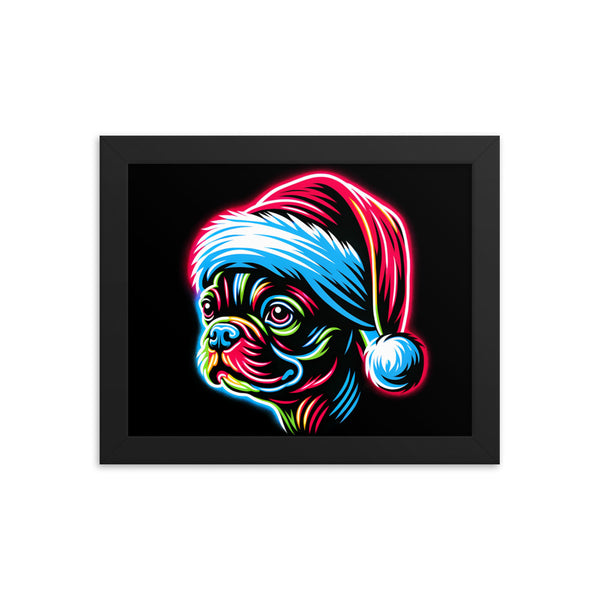 Bright Boston Holiday - Santa Pup Style Framed Poster
