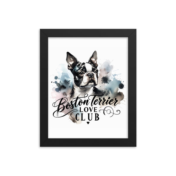 Elegant Watercolor Boston Terrier Art Framed Poster - Boston Terrier Love Club