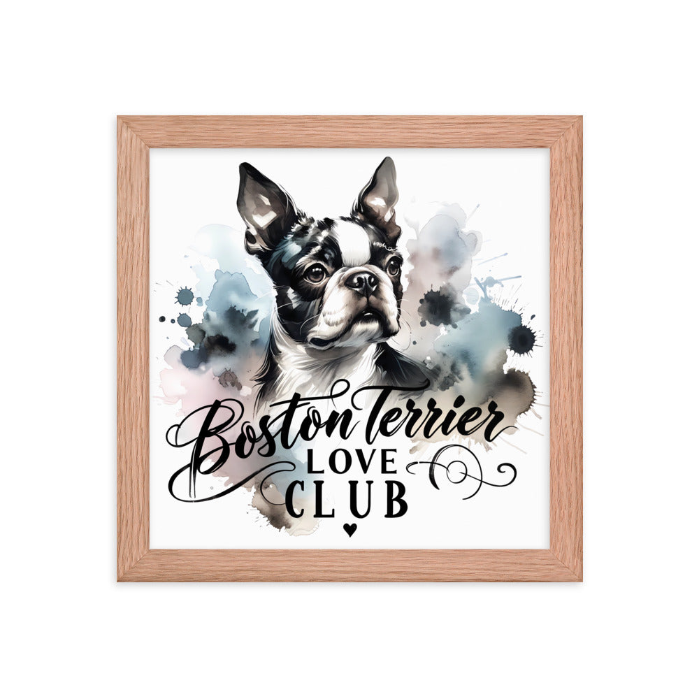 Elegant Watercolor Boston Terrier Art Framed Poster - Boston Terrier Love Club