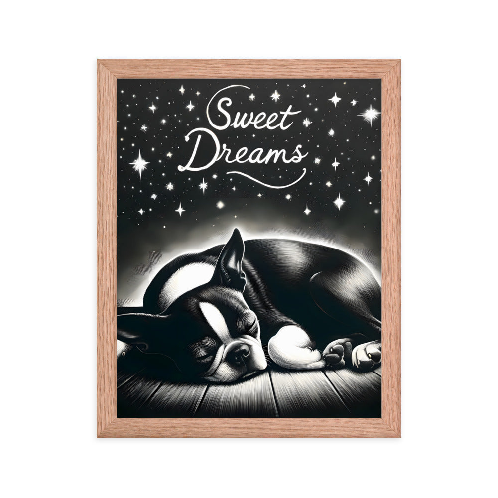 Sweet Dreams Boston Terrier Pup Framed Poster