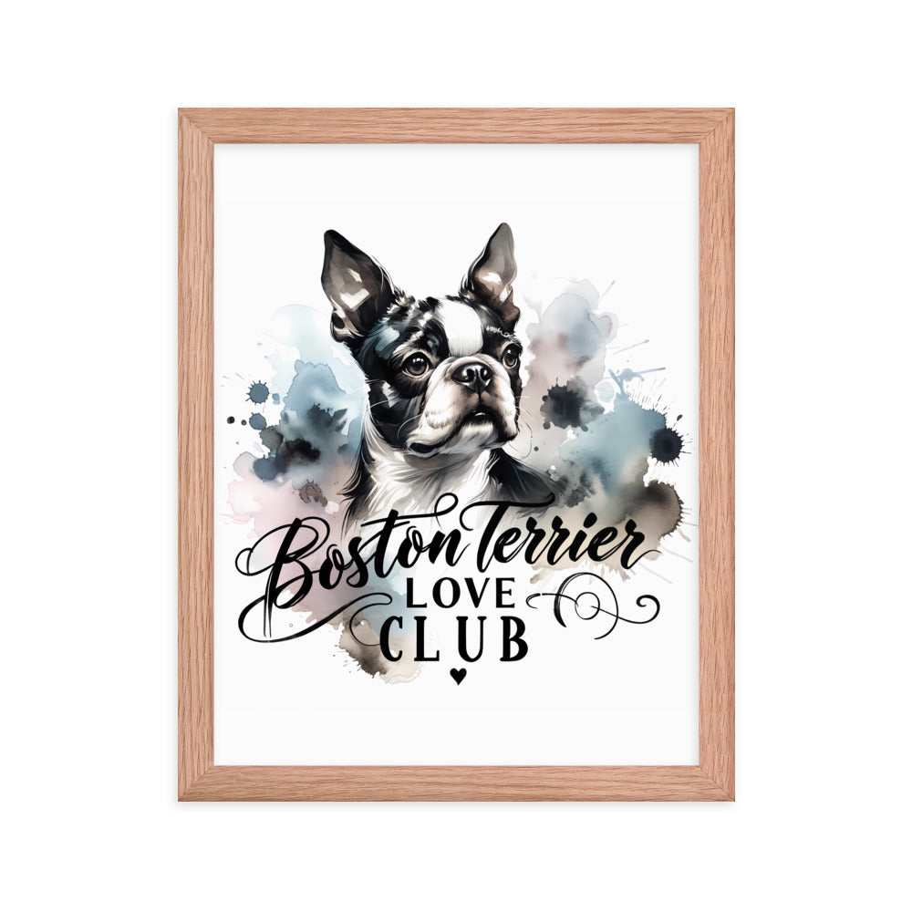 Elegant Watercolor Boston Terrier Art Framed Poster - Boston Terrier Love Club