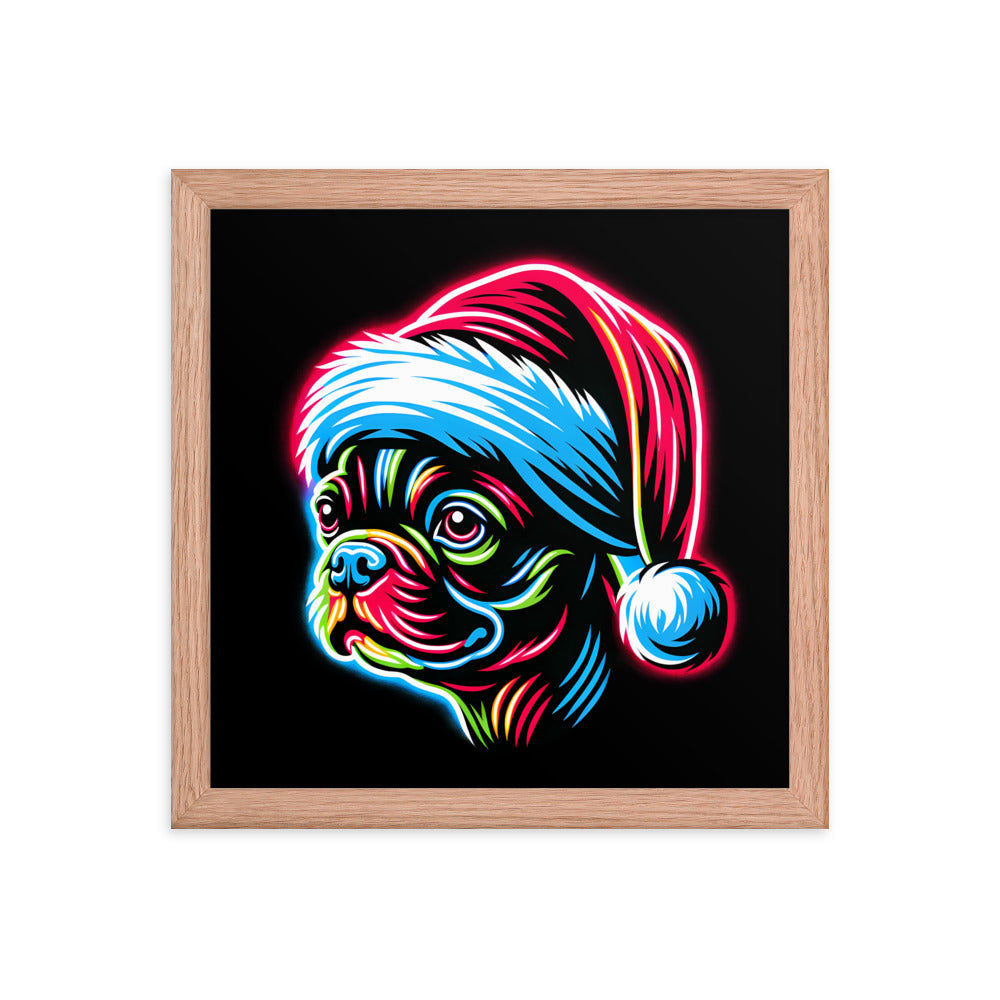 Bright Boston Holiday - Santa Pup Style Framed Poster