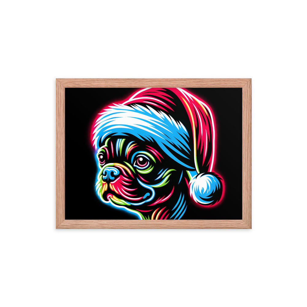 Bright Boston Holiday - Santa Pup Style Framed Poster