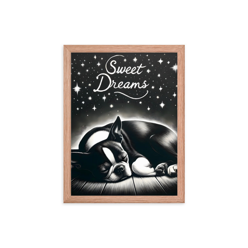 Sweet Dreams Boston Terrier Pup Framed Poster