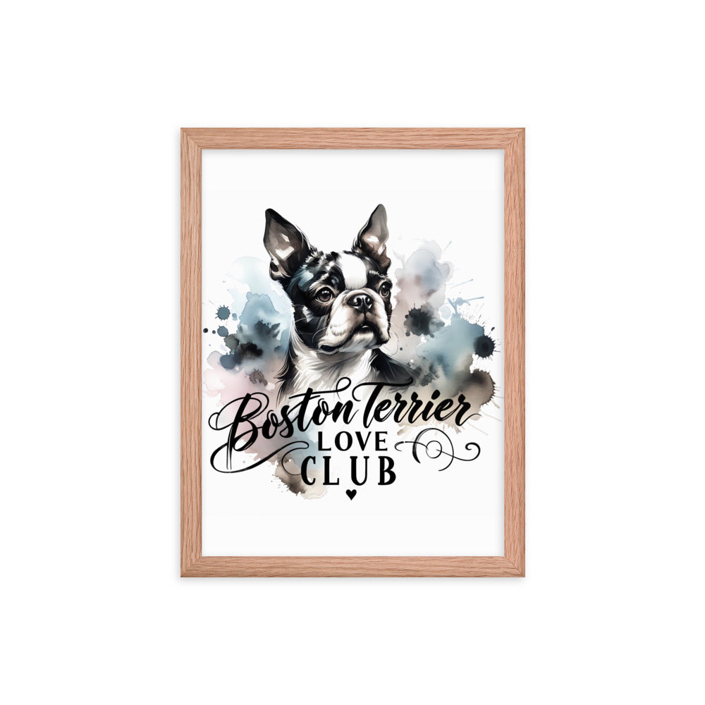 Elegant Watercolor Boston Terrier Art Framed Poster - Boston Terrier Love Club