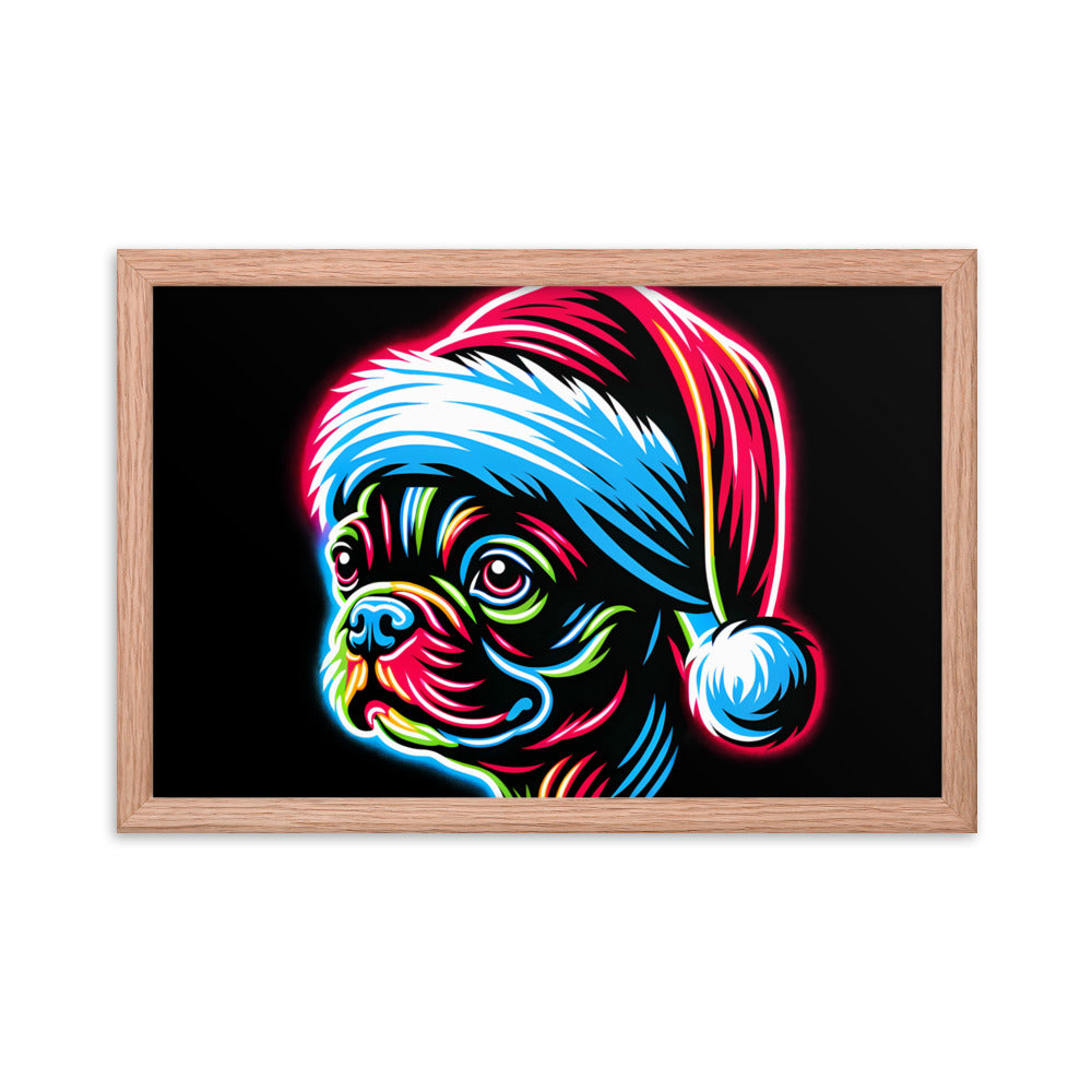 Bright Boston Holiday - Santa Pup Style Framed Poster