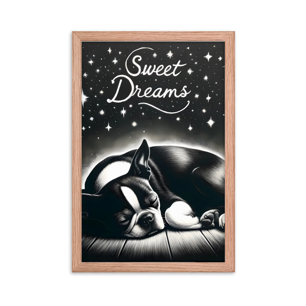 Sweet Dreams Boston Terrier Pup Framed Poster