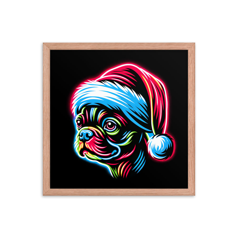 Bright Boston Holiday - Santa Pup Style Framed Poster