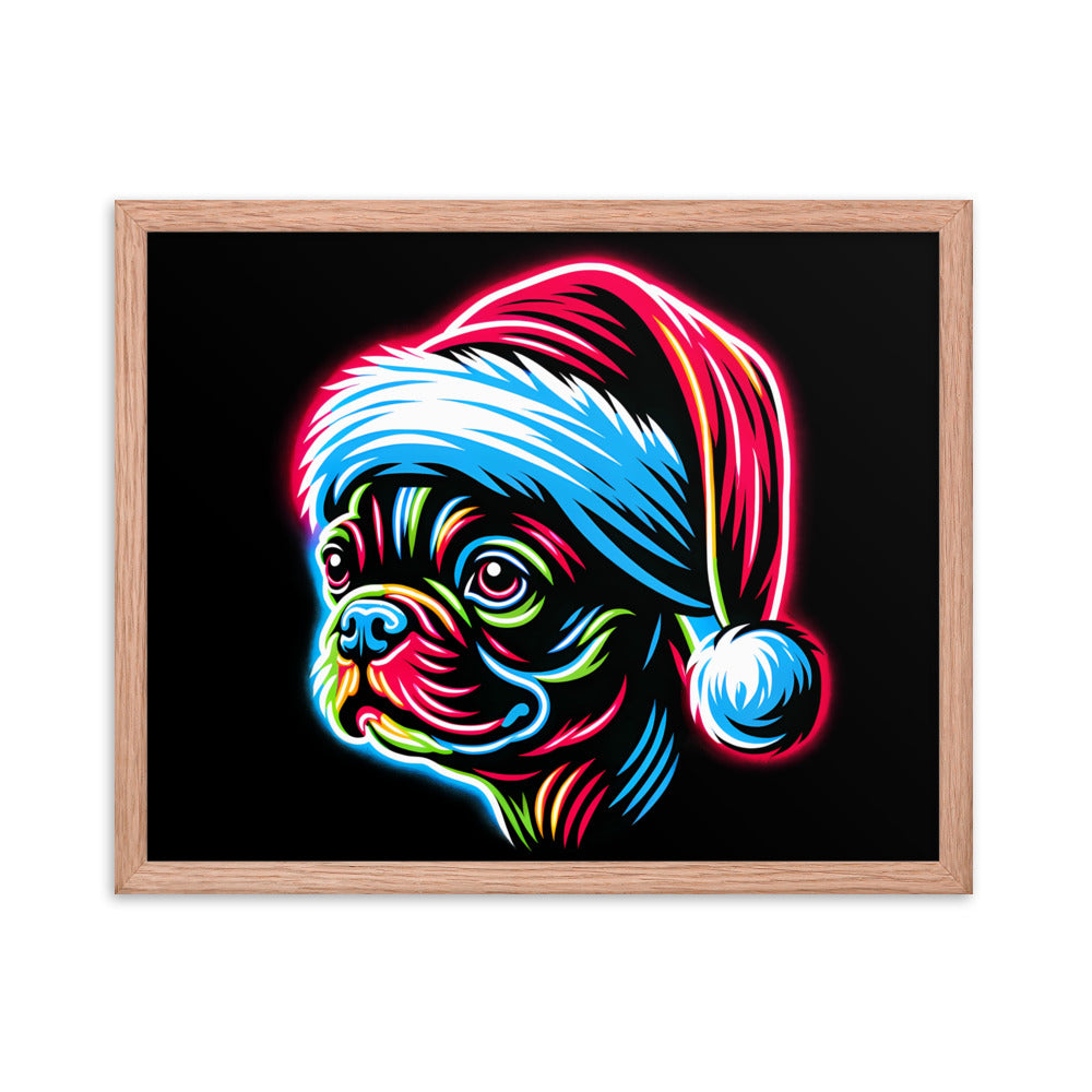 Bright Boston Holiday - Santa Pup Style Framed Poster