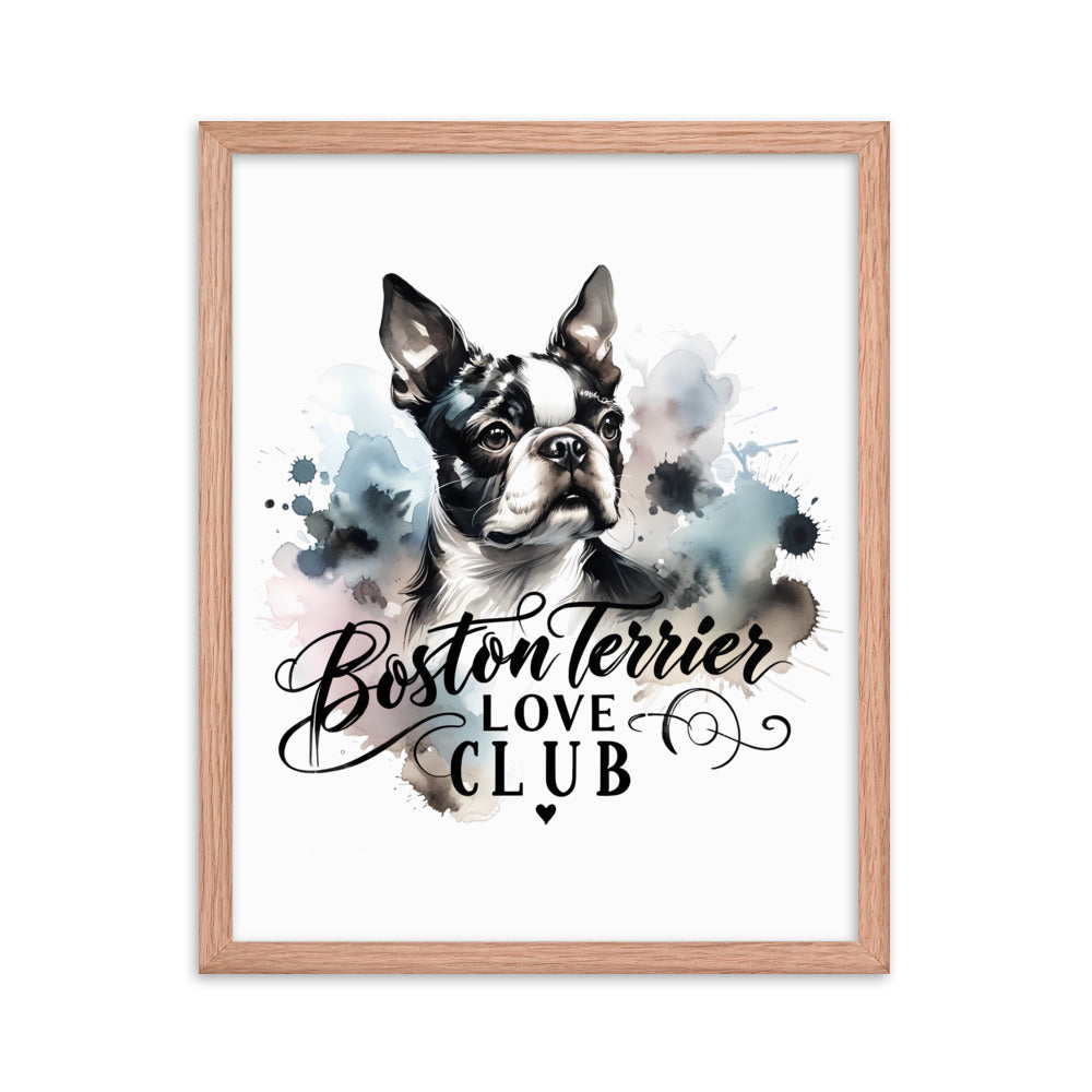 Elegant Watercolor Boston Terrier Art Framed Poster - Boston Terrier Love Club