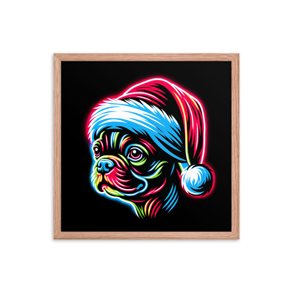 Bright Boston Holiday - Santa Pup Style Framed Poster