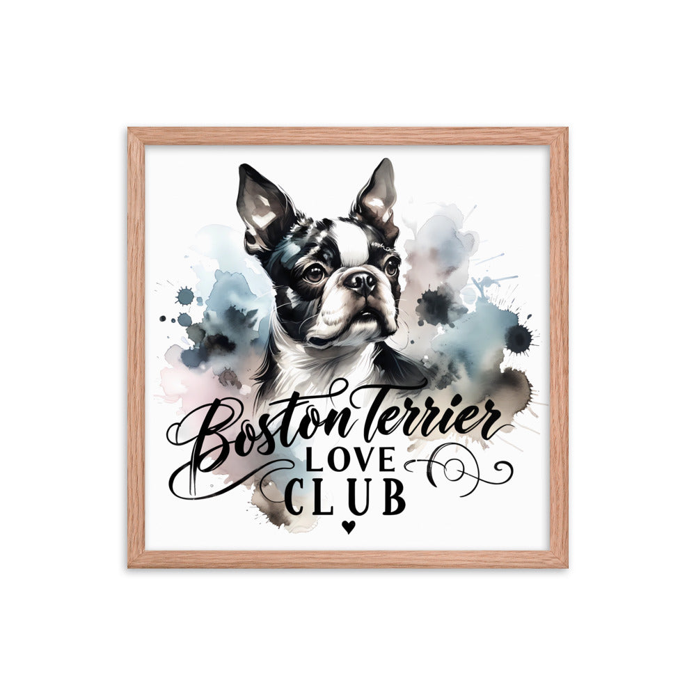 Elegant Watercolor Boston Terrier Art Framed Poster - Boston Terrier Love Club