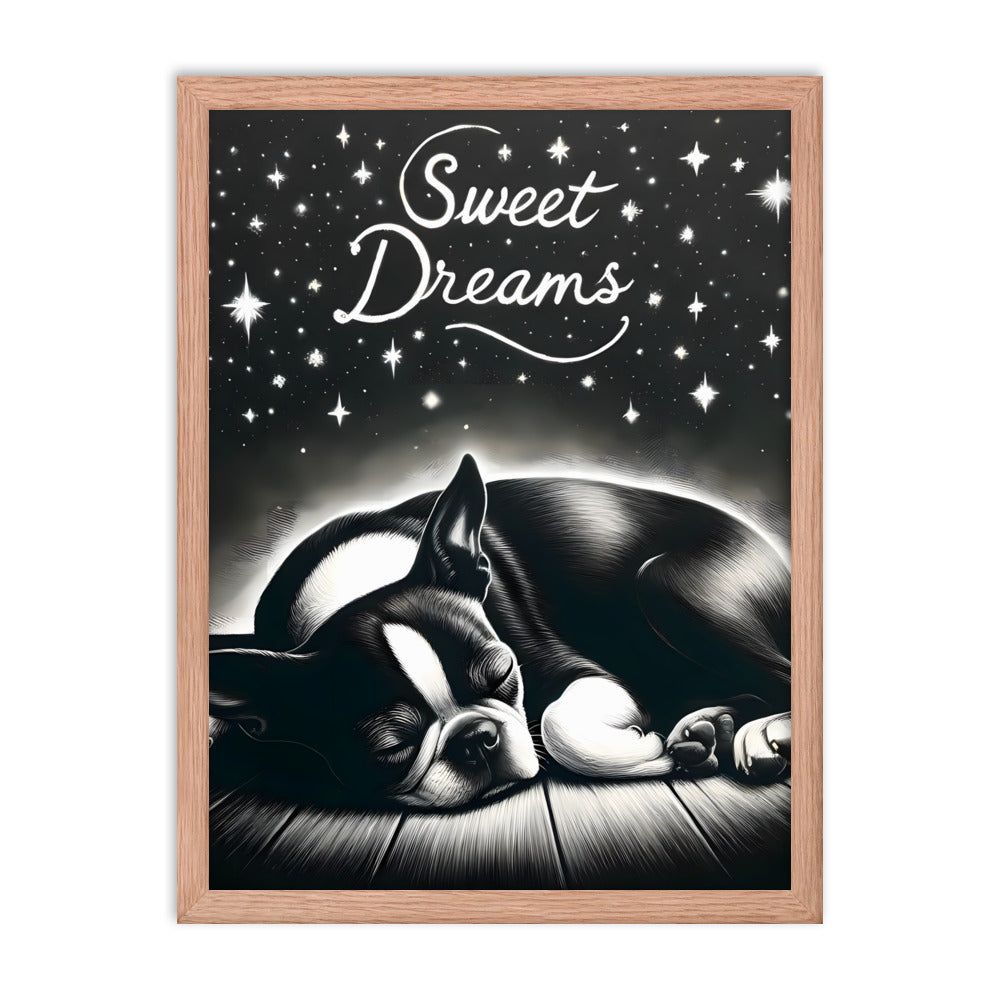 Sweet Dreams Boston Terrier Pup Framed Poster