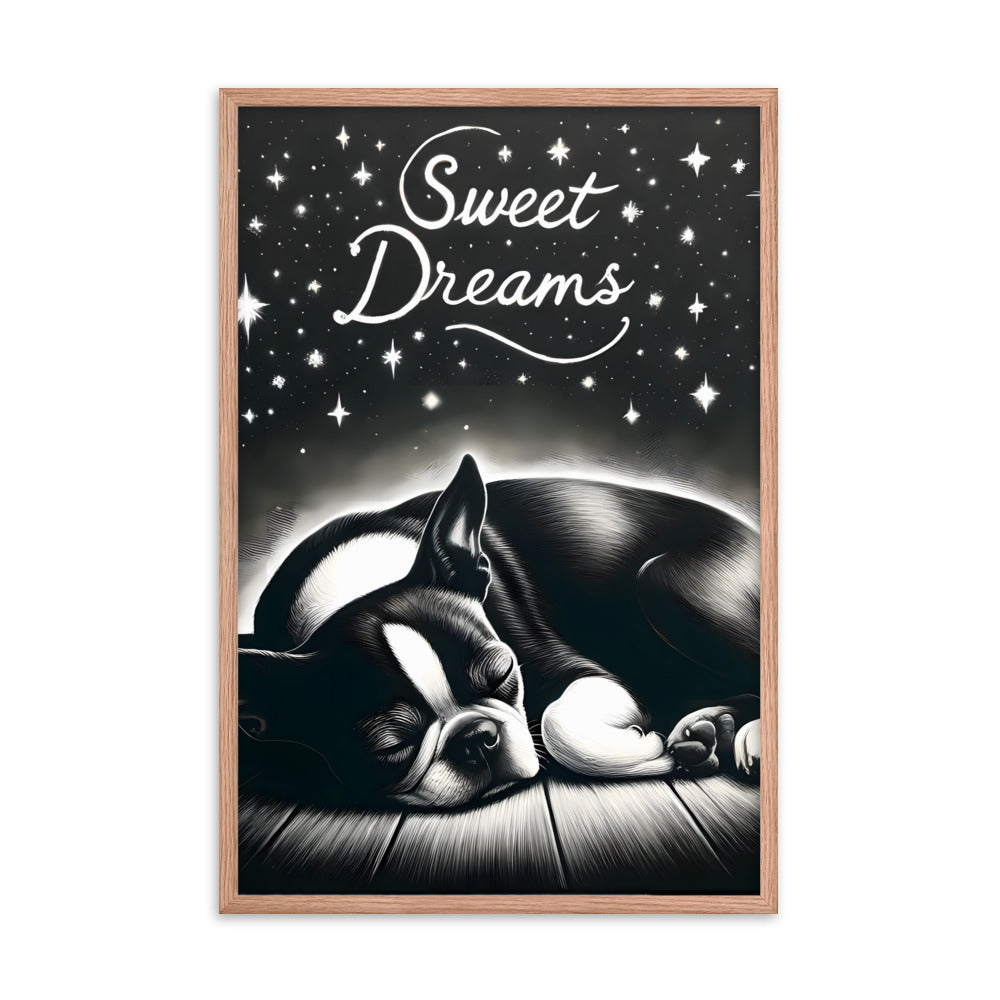 Sweet Dreams Boston Terrier Pup Framed Poster