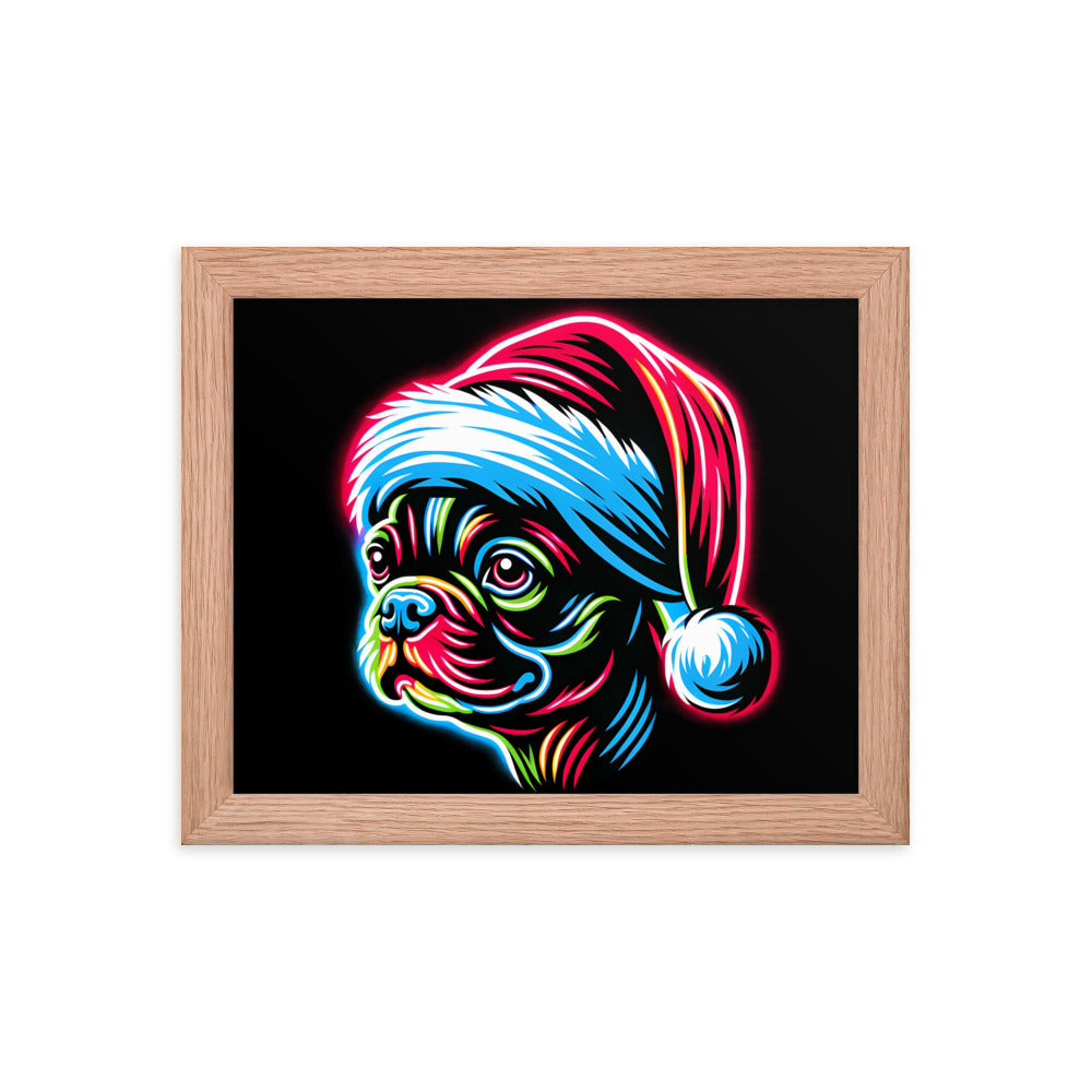 Bright Boston Holiday - Santa Pup Style Framed Poster