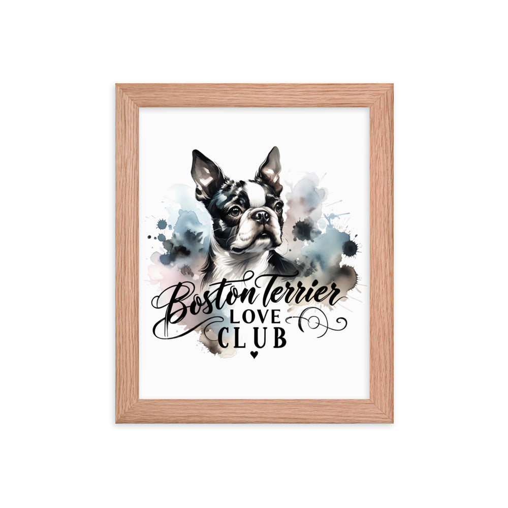 Elegant Watercolor Boston Terrier Art Framed Poster - Boston Terrier Love Club