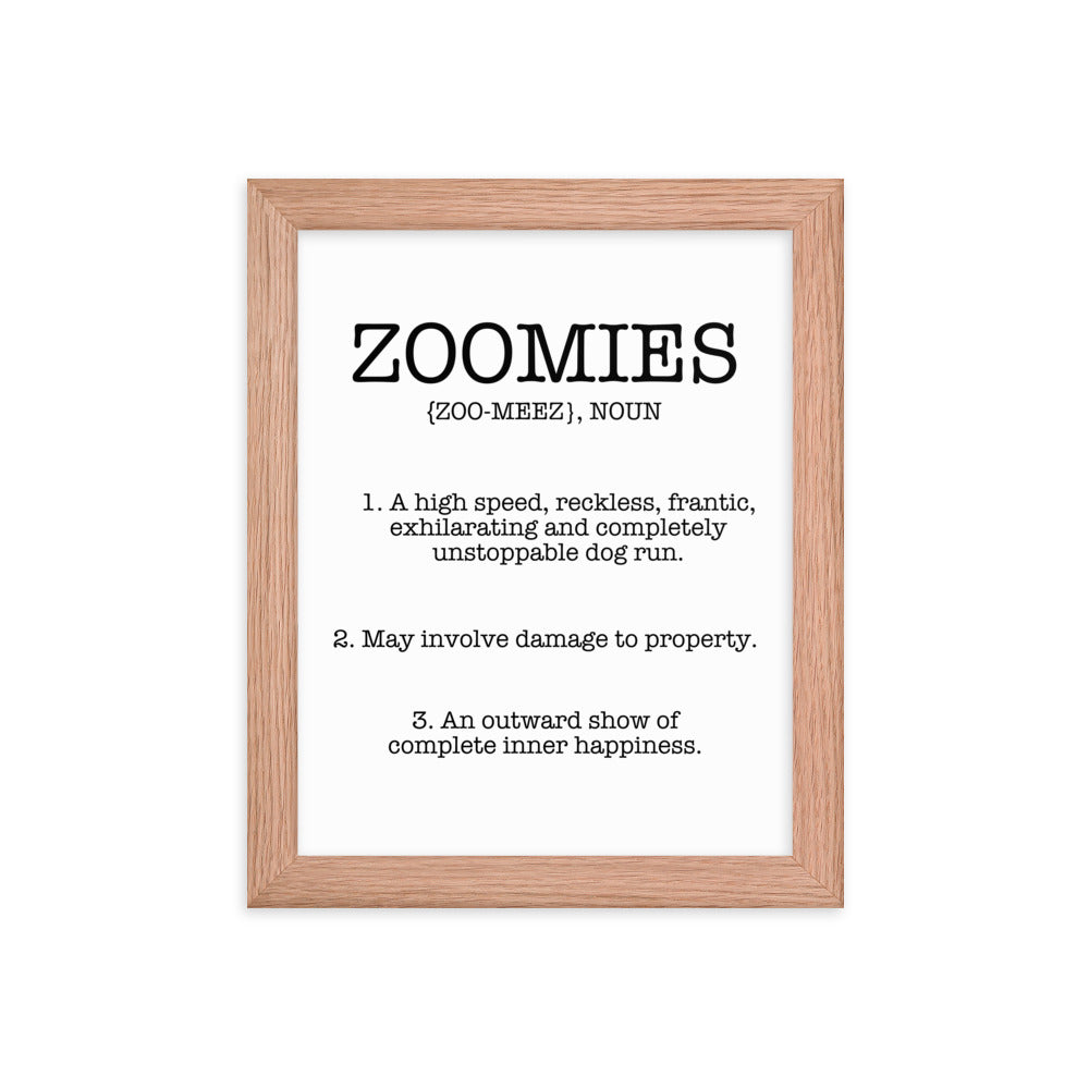 Zoomies Definition Framed Poster