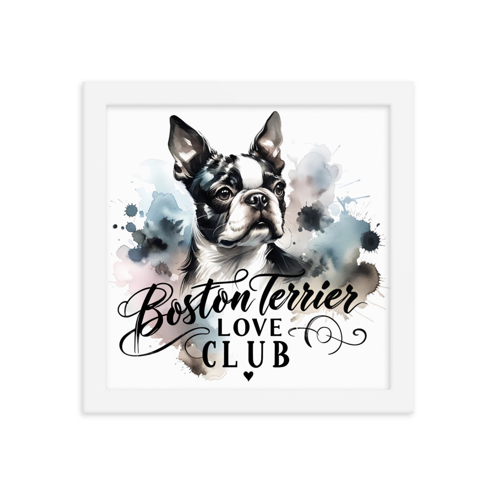 Elegant Watercolor Boston Terrier Art Framed Poster - Boston Terrier Love Club