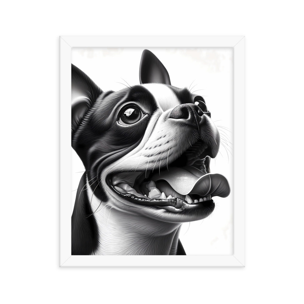 Overjoyed Boston Terrier Dog Framed Poster