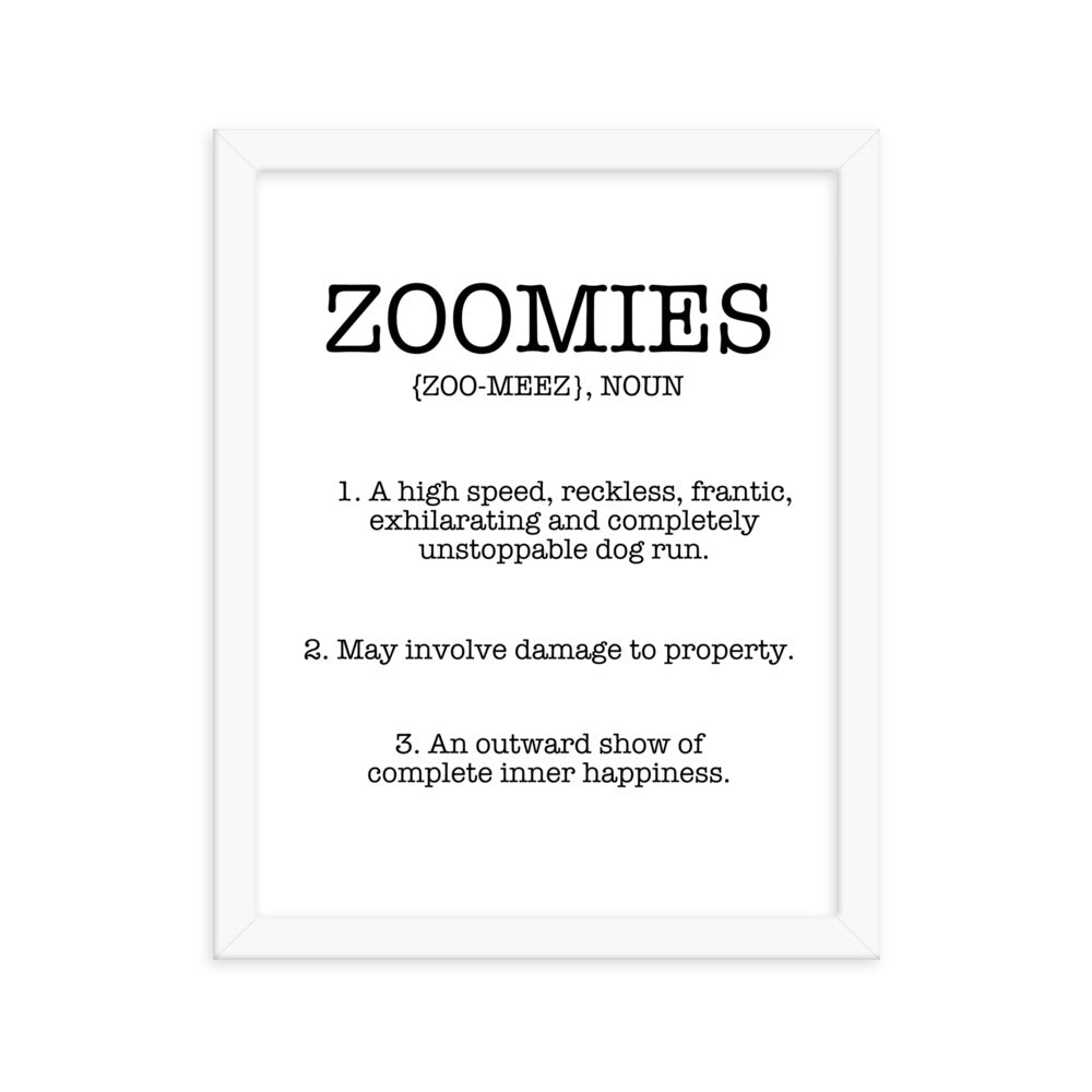 Zoomies Definition Framed Poster