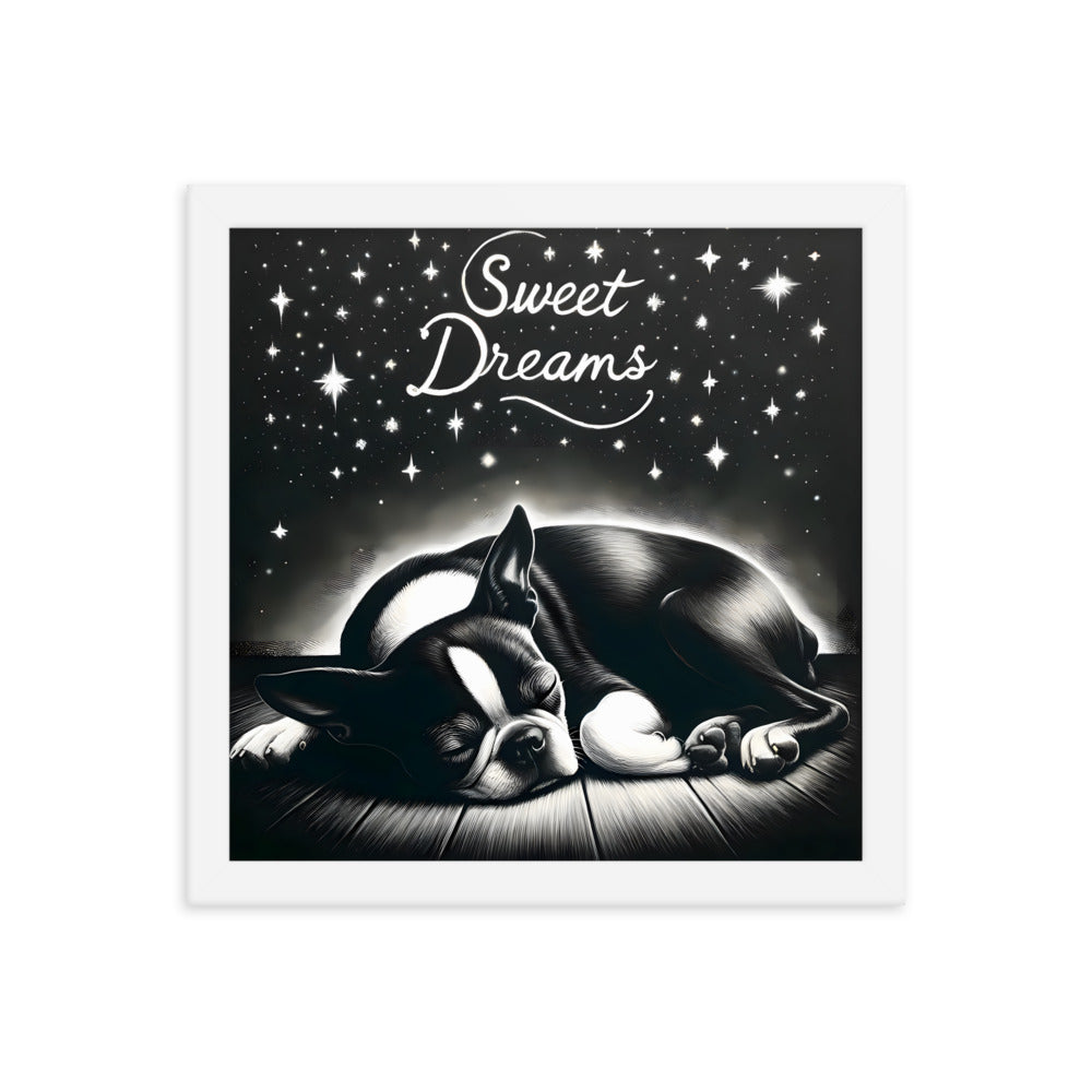 Sweet Dreams Boston Terrier Pup Framed Poster