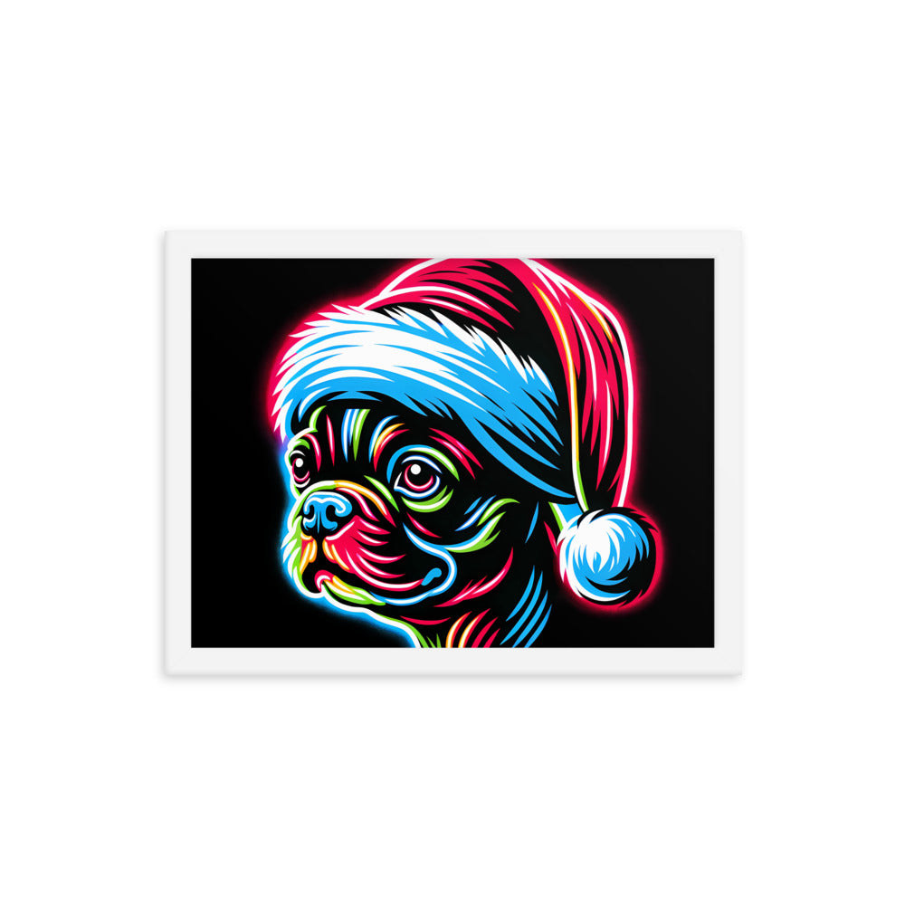 Bright Boston Holiday - Santa Pup Style Framed Poster