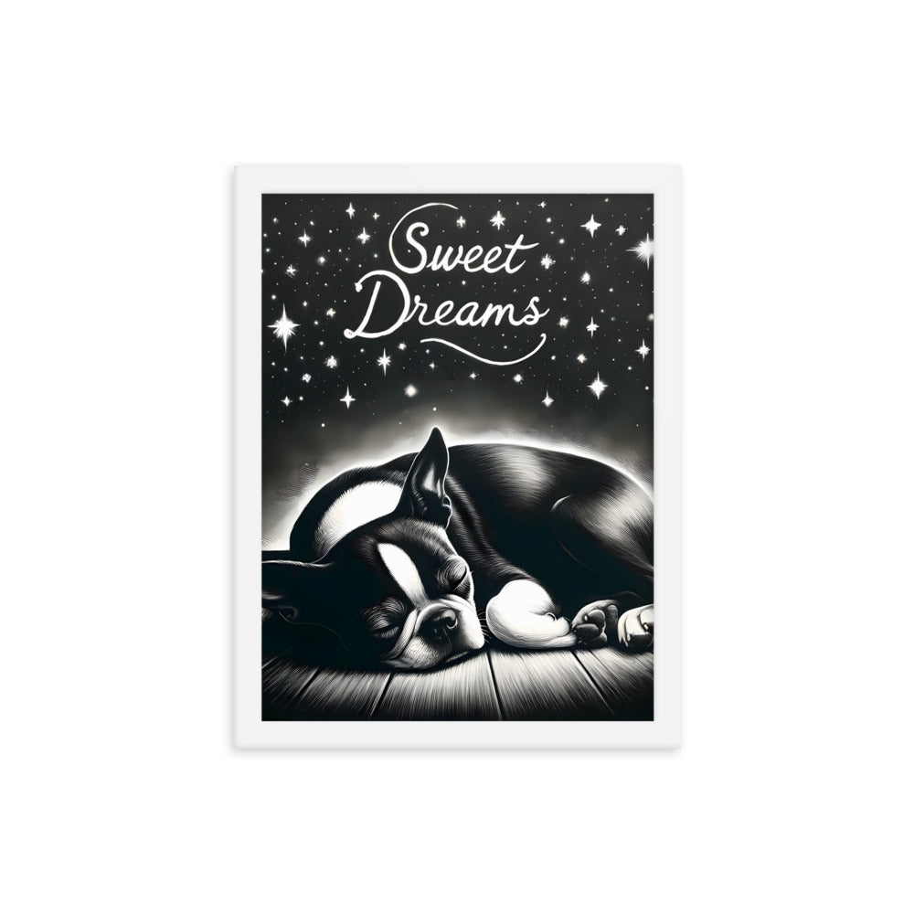 Sweet Dreams Boston Terrier Pup Framed Poster