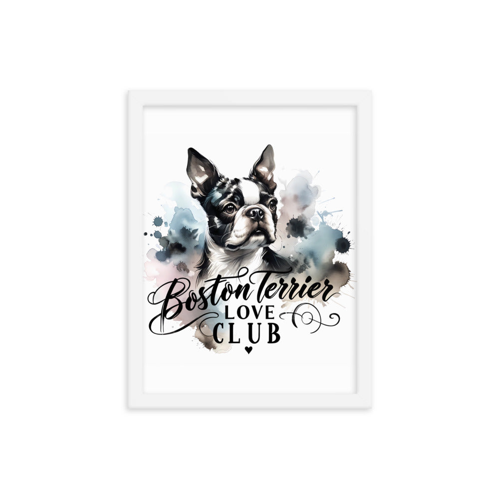 Elegant Watercolor Boston Terrier Art Framed Poster - Boston Terrier Love Club